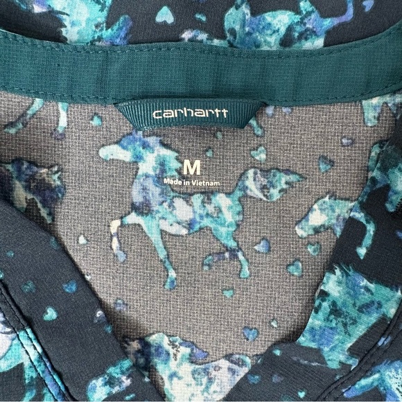 CARHARTT Women’s Force Flex Short Sleeve V-neck Pocketed Horse Print Scrub Top - Picture 7 of 9